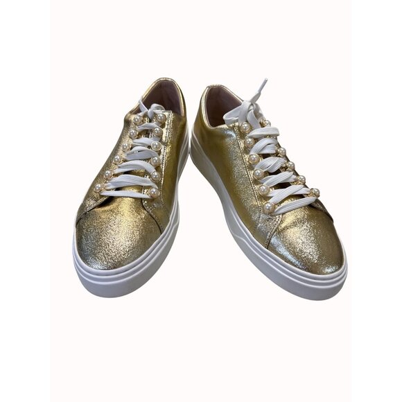 Stuart Weitzman Women’s Gold Shimmer Shoe/Sneakers Sz 9.5 SKU 5033 - Picture 12 of 12